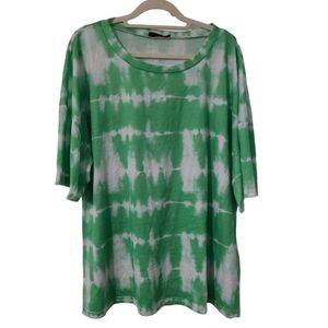Green and White Tie Dye Oversized T Shirt